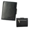 Slim Wallet Deluxe, Carbon leather black with coin compartment small,