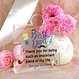 Modern Acrylic Plaque for Father's Day,Unique Puzzle Shape Acrylic Decor Piece,Gift for Dad,Ideal for Birthdays,Retirement and Christmas Presents,Gifts for Dad,Dad Birthday Gifts,Dad Gift