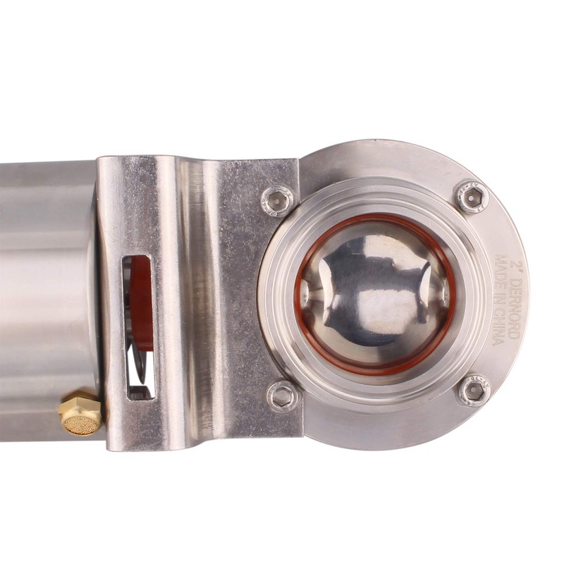 DERNORD 2 Inch Tri Clamp Sanitary Butterfly Valve, Pneumatic Actuator