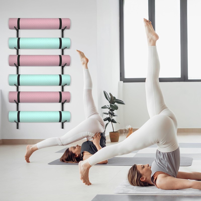 6 Tier Yoga Mat Rack,Yoga Mat Holder Wall Mount,Yoga Mat