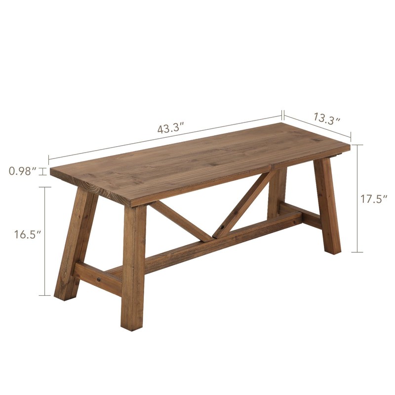 Wnutrees 43" Farmhouse Wood Bench, Narrow Bench, Long Bench Seat