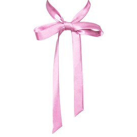 Mantieqingway Bow Tie for Women, Satin Ribbon Girls Self-tie Bowtie for Uniform, School, Wedding, Cosplay, T-shirt Accessory (Pink)