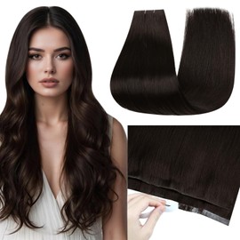 Tape in Weft Hair Extensions, Darkest Brown 18 Inch