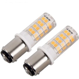 Vacuum Push-in LED Light Bulb AC28GADFZ00 Double Contact Bayonet Base BA15D LED Bulb AC110-130Volt - for Kenmore | Singer 15-66, 99, 201, 221, 222, 401 Sewing Machine Pack of 2 (Warm White)