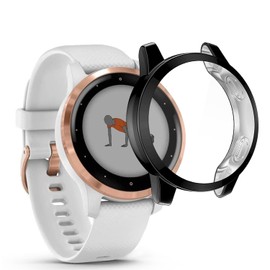 WUWOCJ Screen Protector Cases Compatible with Garmin Vivoactive 4S/Venu 2S 40mm,All-Around Soft TPU Protective Case Bumper Frame Cover (Black)