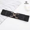 TRIWORKS Straw Woven Elastic Belt for Women Wide Boho Braided
