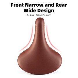 ROCKBROS Bike Seat for Men Women Wide Comfort Bike Seat Cushion Waterproof Soft Vintage Brown Bicycle Saddle Compatible with Cruiser Retro Mountain City Bikes