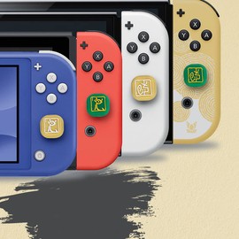PERFECTSIGHT Switch Thumb Grips Caps, Cute Joystick Cover for Switch/Switch Lite/Switch OLED, 4PCS Analog Stick Button Cover for NS Joycon Controller Zelda Tears of Kingdom Accessories, Badge