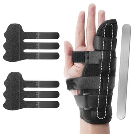 HGEKLIZV Finger Splint with Aluminum Support Boxer's Finger Splint Brace for Little Finger, Ring Finger and Knuckles - Adjustable Metacarpal Hand Brace, Left and Right (3 pcs)