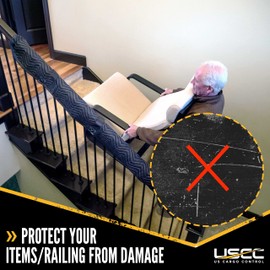 US Cargo Control Quilted Banister/Railing Cover with Hook and Loops Straps - Black Covers for Moving - 13 Inches x 72 Inches - Cotton/Polyester Blend - Case of 6