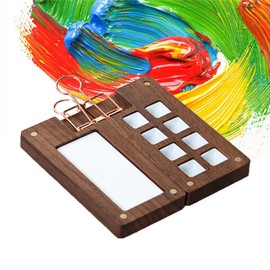 Holzsammlung Portable Sketchbook Palette, Wooden Empty Mini Travel Paint Palette, 8 Grids Magnetic Palette Box Case for Watercolor, Gouache, Acrylic Painting Paint Saver with 8 Grids and 1 Clip