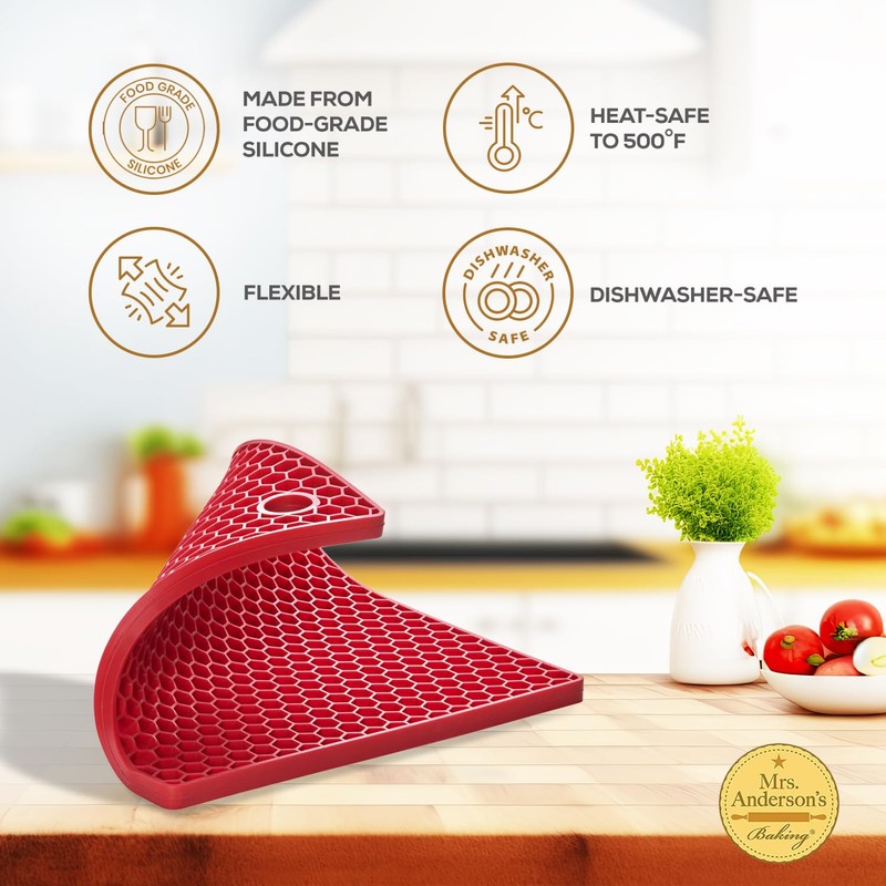 Mrs. Anderson’s Baking Silicone Honeycomb Trivet, Non-Scratch, Non-Skid, Heat Safe,