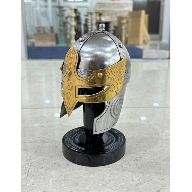 Medieval Functional Mini Mask Viking Helmet Decorative Armor On Stand