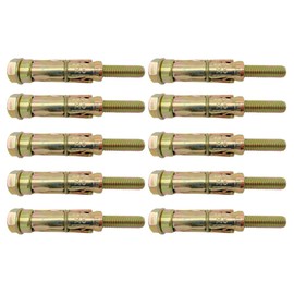 Tradeals 10 Piece M8 x 75mm Expansion Bolts Rawl Plugs Concrete Screws Ground Anchor Bolts For Use On Concrete Solid Brick Dense Blocks and Natural Stone