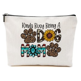 Dog Mom Gifts for Women, Dog Gifts Western Makeup Bag, Western Stuff Funny Cosmetic Bag, Western Gifts for Women Country Girl Dog Lovers, Sunflower Leopard Print Toiletry Bag Graduation Gifts