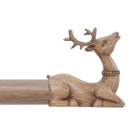 TANGWIN Wood Curtain Rods for Windows 66 to 120 Inch,1 Inch Adjustable Curtain Rod,Heavy Duty Curtain Rods,Decorative Deer Finials Drapery Rods,Farmhouse Window Curtains Rods 66-120",Brown Wood Grain