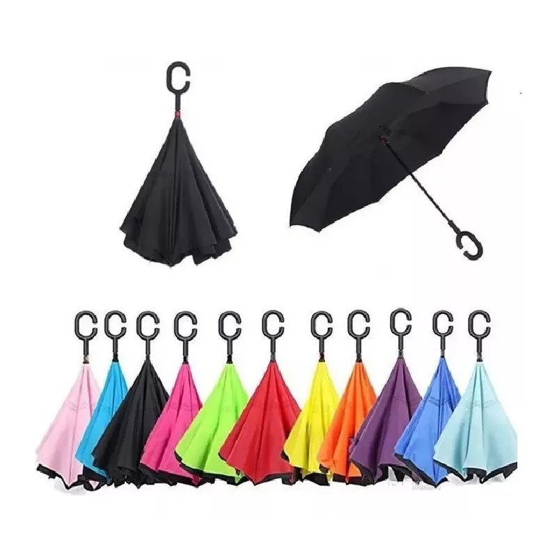 RIVERSOFY Paraguas Reversible Sombrilla Invertido De Doble Capa 5 Pzs
