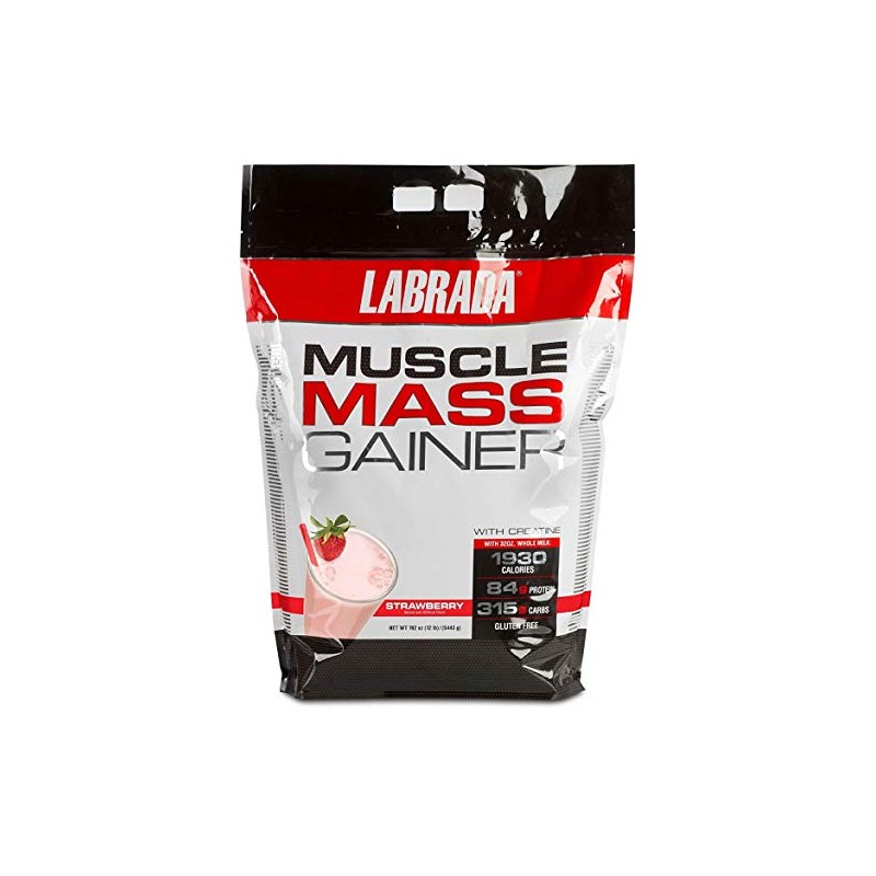 Labrada Nutrition Muscle Mass Gainer, Strawberry, 12 Pound