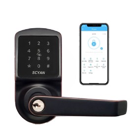 Smart Door Lock, Keyless, Fingerprint, SCYAN X2 Handle Lock with Touchscreen Keypad Access, Auto Locking, for Home, Office, Airbnb, Rental House, Aged Bronze