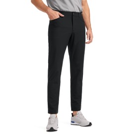 CRZ YOGA Men's All Day Comfy Golf Pants with 5-Pocket - 30"/32"/34'' Quick Dry Lightweight Casual Work Stretch Pants Black 36W x 30L