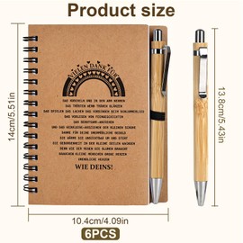 YYTECH Set of 6 Gift for Colleagues, Thank You Gift, Leaving Gift, Colleague, Teacher, Educator, Inspirational Spiral Notepad, Ballpoint Pen Made of Wood (Thank You for Cuddling)