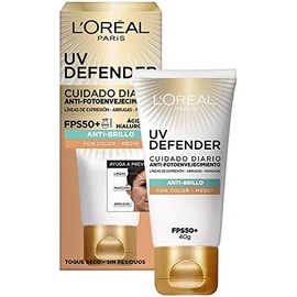 LOreal Paris bloqueador solar FPS 50  LOréal Paris UV Defender anti-brillo tono medio, 40ml  bloqueador solar FPS 50 UV Defender anti-brillo, 40ml
