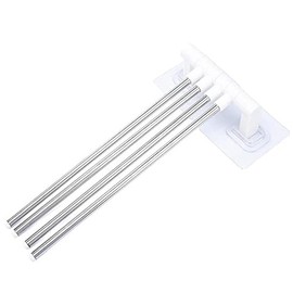 IKAAR Swivel Towel Rail Bath Rack Wall Mounted Towel Rack Holder with 4 Swivel Bars Lightweight Swing Towel Holder for Kitchen, Bathroom, Toilet White