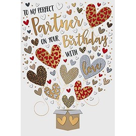 Perfect Partner Birthday Card - with Love - 9 x 6.25 Inches - Words and Wishes