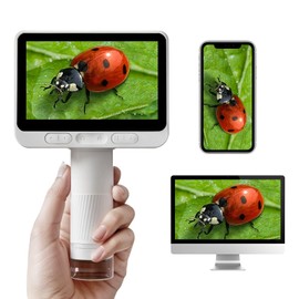 Microscope, 100 - 1600x, 4.3 Inch LCD, Digital Microscope, WIFI, USB Connection, Compatible with Smartphones, Tablets, PCs, Handy Microscope, LED Lighting, Microscope, Photography, Scalp Observation,