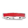 Rectangular Bar Reconstructed Red Coral Stone Inlay Sterling Silver Ring