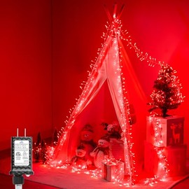 Minetom Christmas Lights Outdoor Cluster Lights - 200 LED 10 Ft Christmas Firecrackers String Lights, 12 Modes Timer Waterproof Connetable Plug in Twinkle Fairy Lights for Xmas Tree Party, Red