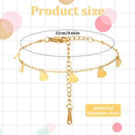 Larrel Gold Heart Bracelet, Elegant Gold Charm Bracelet, Exquisite Titanium Steel Charm Bracelets for Women Girls for Anniversary Birthday Christmas Day Valentine'S Day Gift