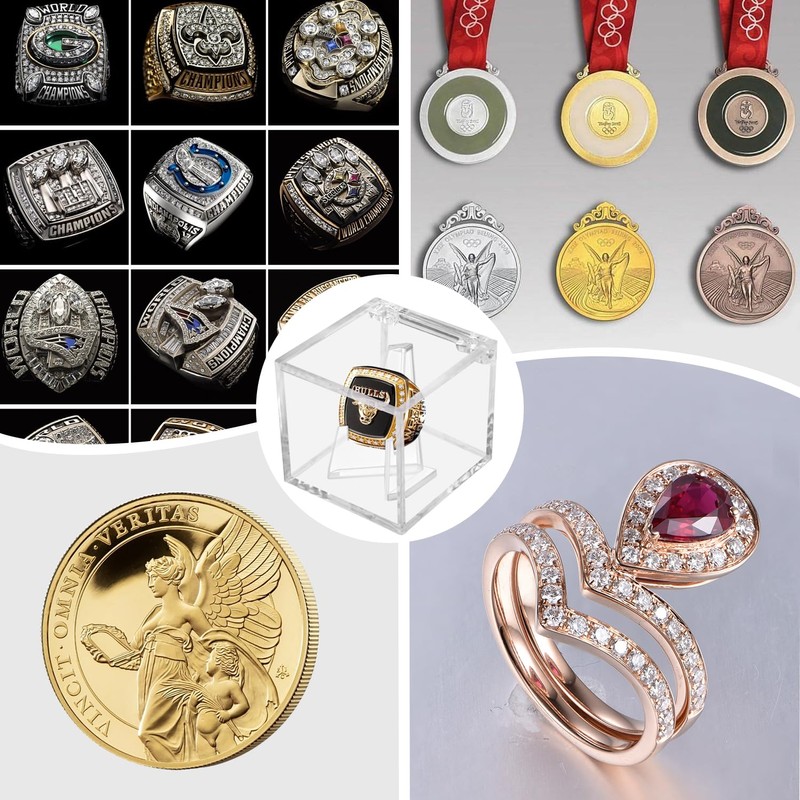 Championship Ring Display Case, Clear Acrylic Championship Ring Holder Box,