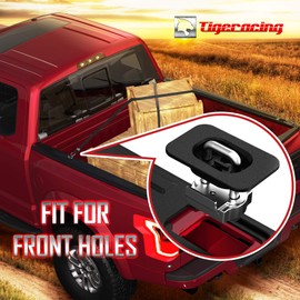 Tigeracing Tie Down Anchors Retractable Truck Bed D Ring Compatible with 2015-2021 F150 (NOT fit rear) | 2017-2021 Super Duty with Mis-Aligned Rail Cap All Metal - 3000 LBS Capacity (of 4)