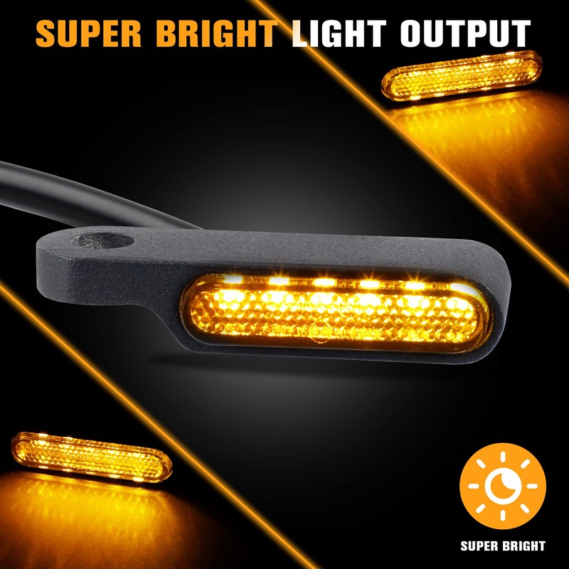 QUASCO Universal Motorcycle Turn Signals Sequential Front Led Blinkers Amber