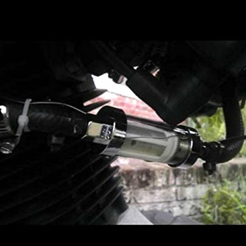 Reusable 1/4" 5/16" 3/8" Chrome Glass Inline Fuel Filter Replacement