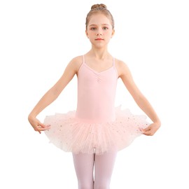 Bezioner Children's Ballet Clothing Tutu Ballet Dress Girls Cotton Ballet Jersey Ballet Suit Dance Body Dance Dress with Skirt Pink 130