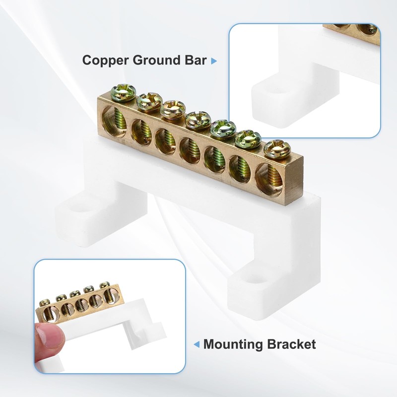 sourcing map 2 Pcs Terminal Ground Bar, 7 Positions Screw