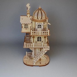 Foyucool 3D Wooden Puzzle for Adults, DIY Circular Treehouse Model, Creative Assembly Model Building for Adults and Teens, DIY Assembly Puzzle Toy, Woodcraft Kit for Christmas Day