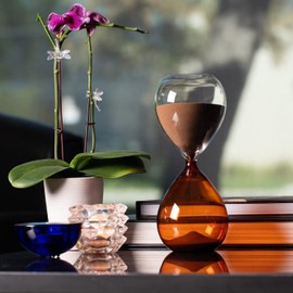 Bey-Berk Handblown Hourglass Sandtimer, Home Office Decor, Housewarming Gift, Art Deco Design, 60 Minutes