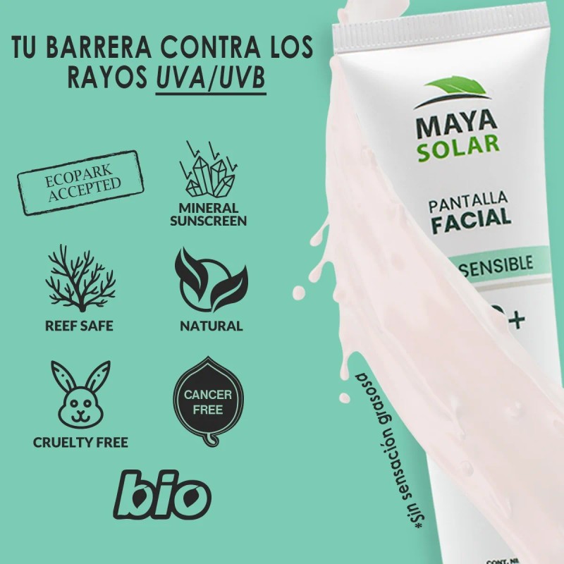 Protector Solar Facial Mineral Maya Solar Piel Sensible 50ml