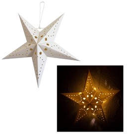Paper Christmas Star with 4 x LEDs for Hanging Diameter 45 cm Paper Star Christmas Decoration