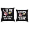 Kiss Me Im A Leaf Blower Autumn Throw Pillow