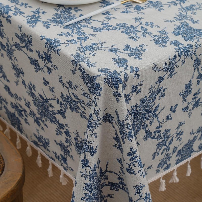 Anaado Cotton Linen Square Table Cloth for Dining Table, Table
