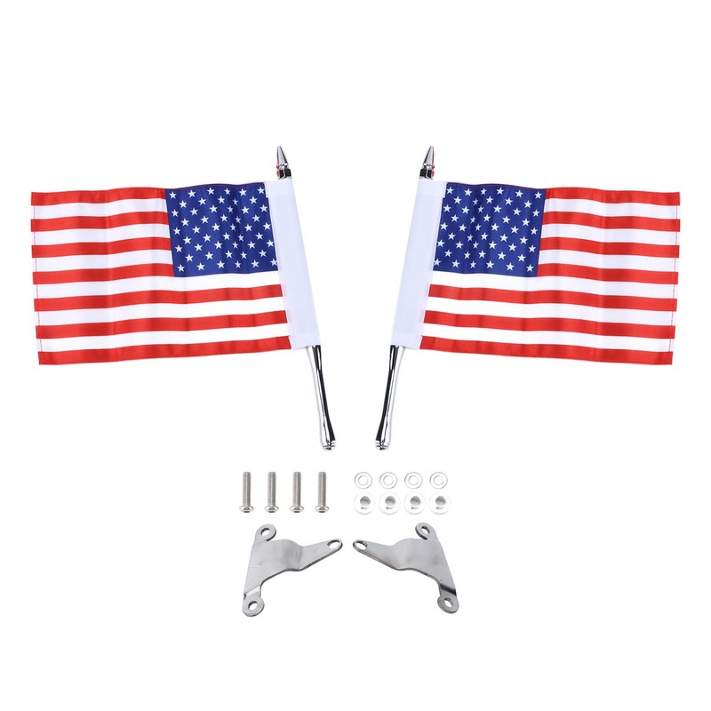 Trunk Lid Flag Pole Mount Kit with USA American Flag