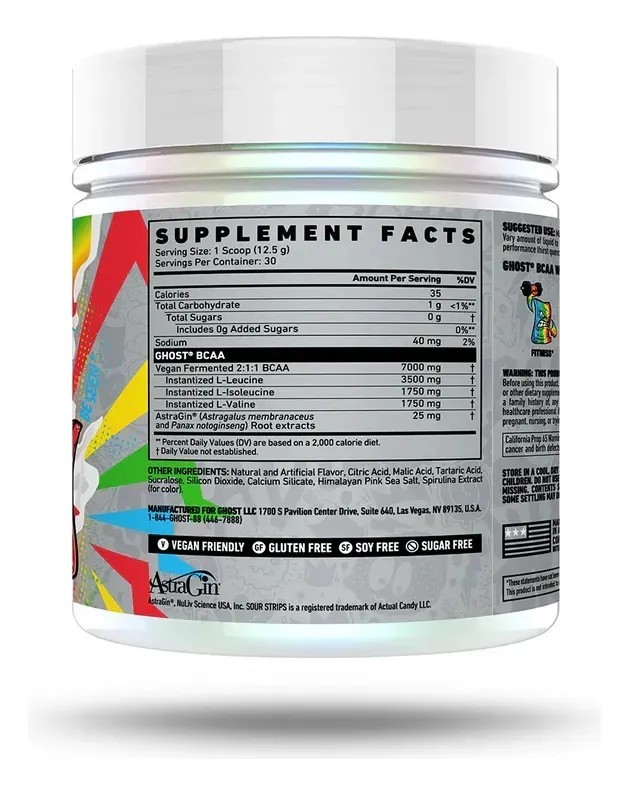 Bcaa Amino Acids Ghost 30 Servicios Sabor Sour Strips Rainbow