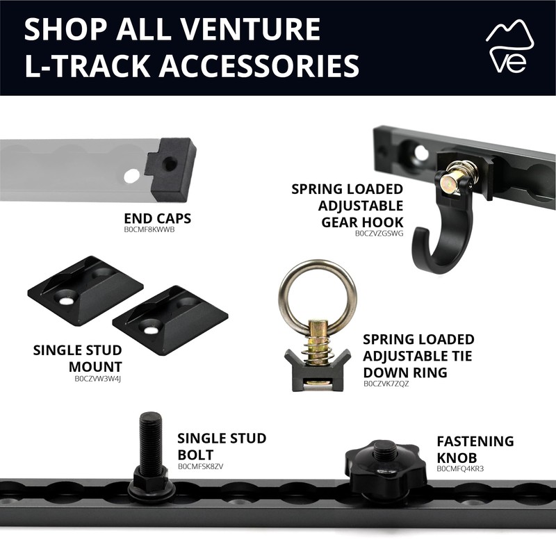 VanEssential 12" Venture Track T-6 Aluminium L-Track Gray Anodized (Rectangle