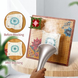 13" Crochet Blocking Board - Upgraded Style with 4 Tension Rods and 20 Pegs – Blocking Boards for Crochet Projects, Ideal for Granny Square Card Deck Users (Crimson)