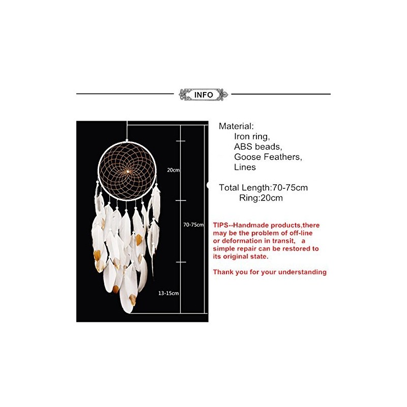 Handmade Dream Catchers,White and Gold Feather Decoration for Christmas Wedding
