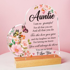 Buioata Auntie Gifts - Acrylic Plaque Auntie Birthday Gifts, Auntie Gifts from Niece Nephew, Best Auntie Gifts, Birthday Gifts for Auntie